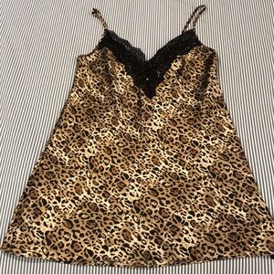 VS leopard satin slip dress